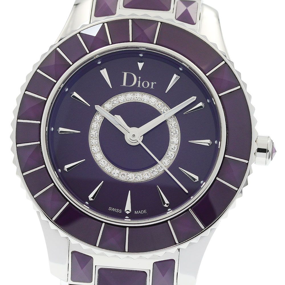 ディオール Dior CD143112 クリスタル サークルダイヤ クォーツ レディース 良品 保証書付き_960509