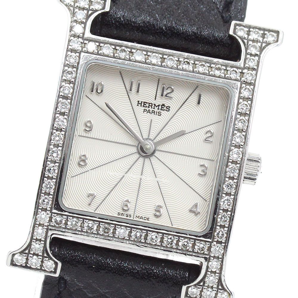 エルメス HERMES HH1.230 Hウォッチ ダイヤベゼル クォーツ レディース 保証書付き_961560