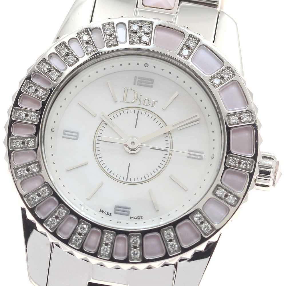 クリスチャンディオール Christian Dior CD112111 クリスタル ダイヤベゼル クォーツ レディース _959980