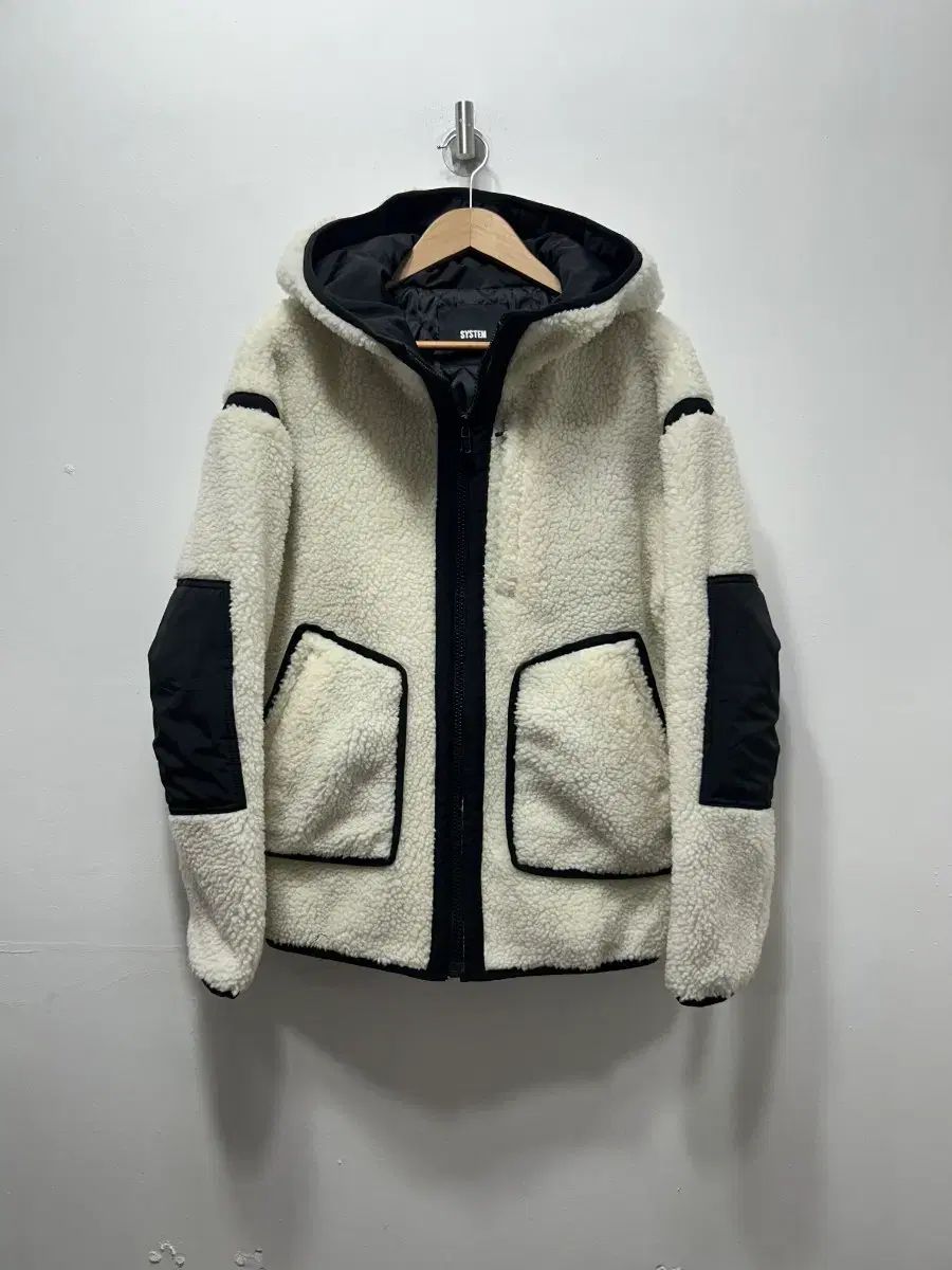 システム フリース フーディー ジップアップ アイボリー L