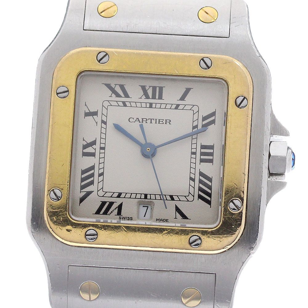 カルティエ CARTIER W20011C4 サントスガルベLM デイト YGベゼル クォーツ メンズ 内箱付き_964288