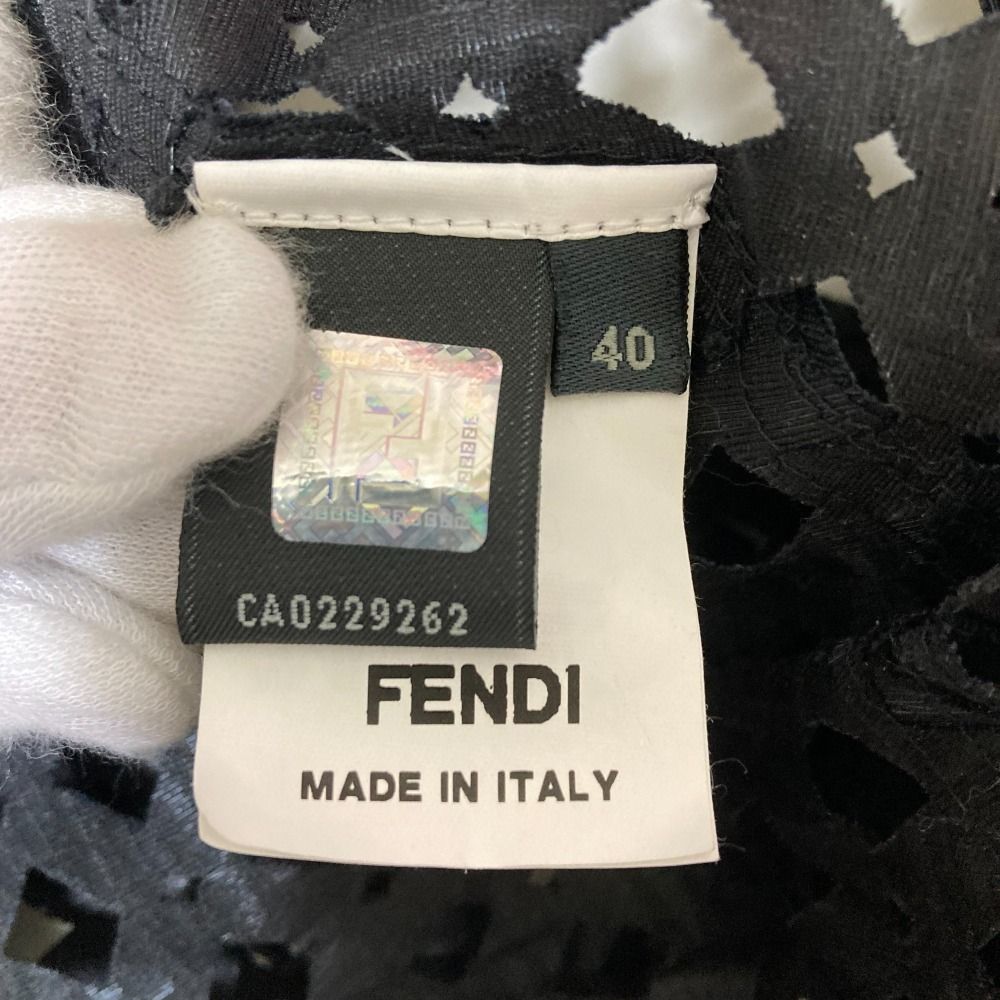 良品 FENDI フェンディ 半袖 カットワークシャツ ブラウス サイズ40 
