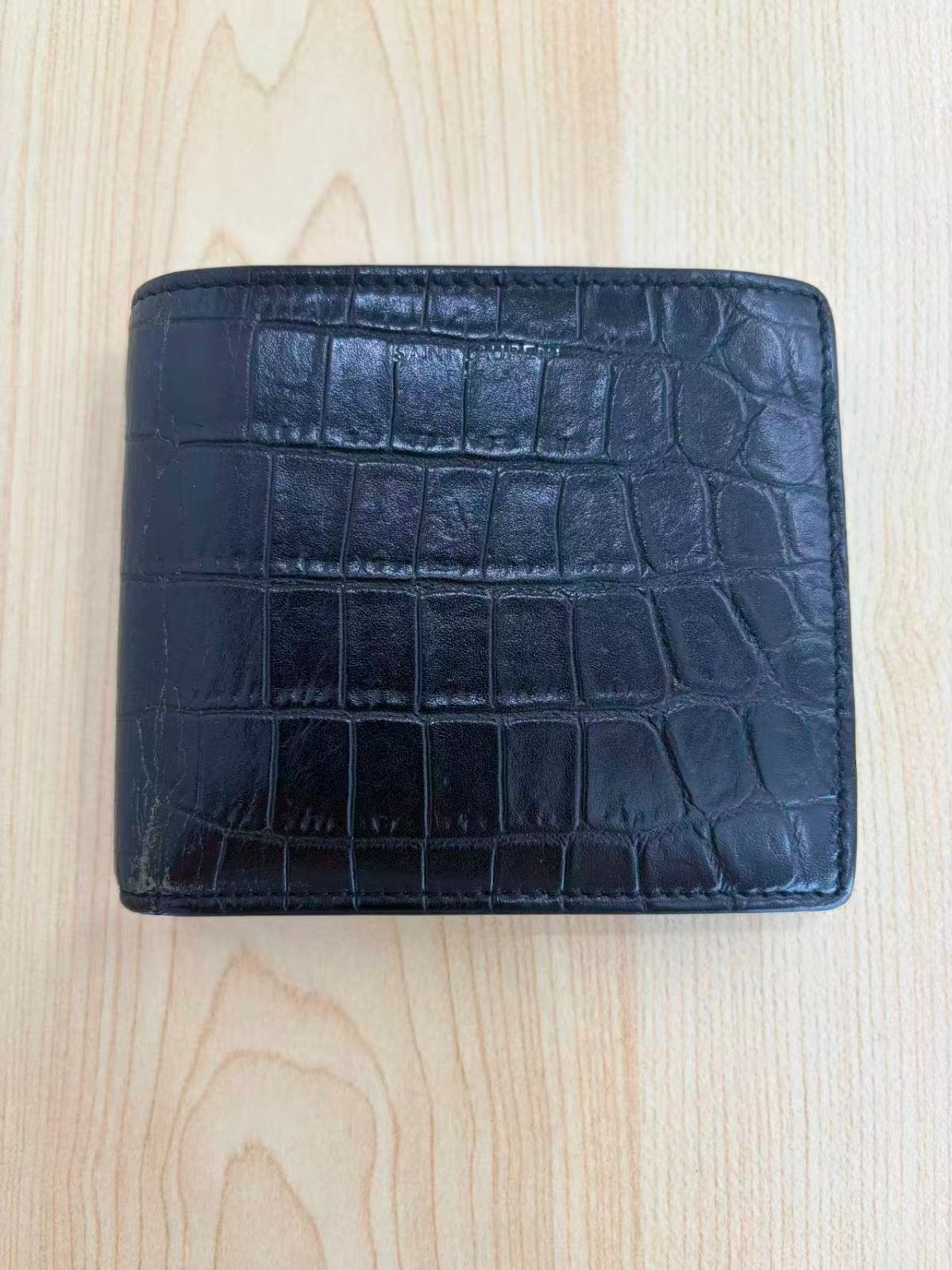サンローラン Saint Laurent パリ クロコダイル 型押し 折り財布
