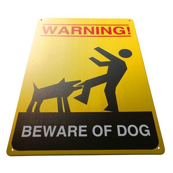 犬に注意の彫刻サイン看板　Beware of dog 3D sign メタルサイン 