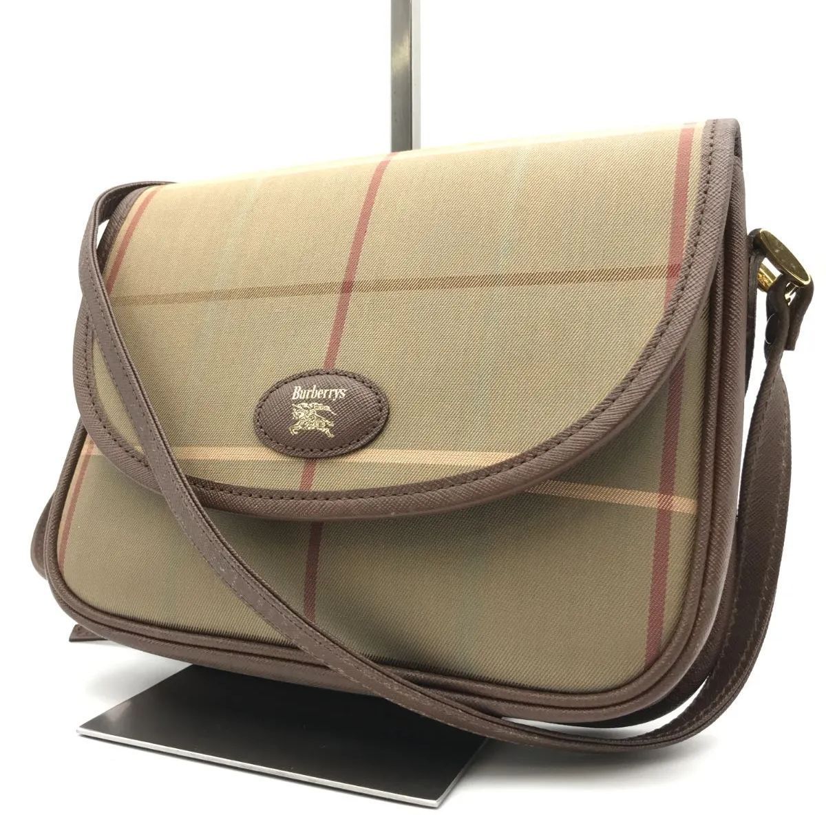 BURBERRY　バーバリー　ショルダーバッグ　ワンショルダー　ヴィンテージ　チェック柄　クロスボディ　キャンバス×レザー　ブラウン　2340
