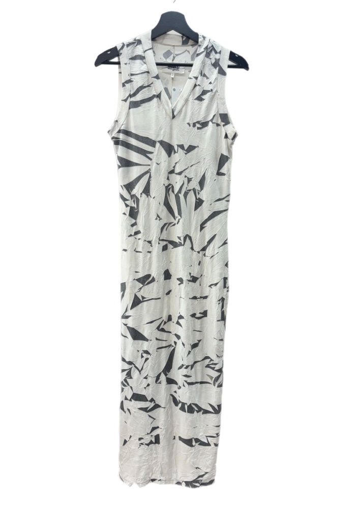 エムエムシックス MM6 メゾンマルジェラ Maison Margiela Vネック ノースリーブ ロングワンピース ワッシャー加工 ドレス DRESS 薄手 ストレッチ イタリア製 WHITE 白 総柄 ホワイト XSサイズ 104LT-513