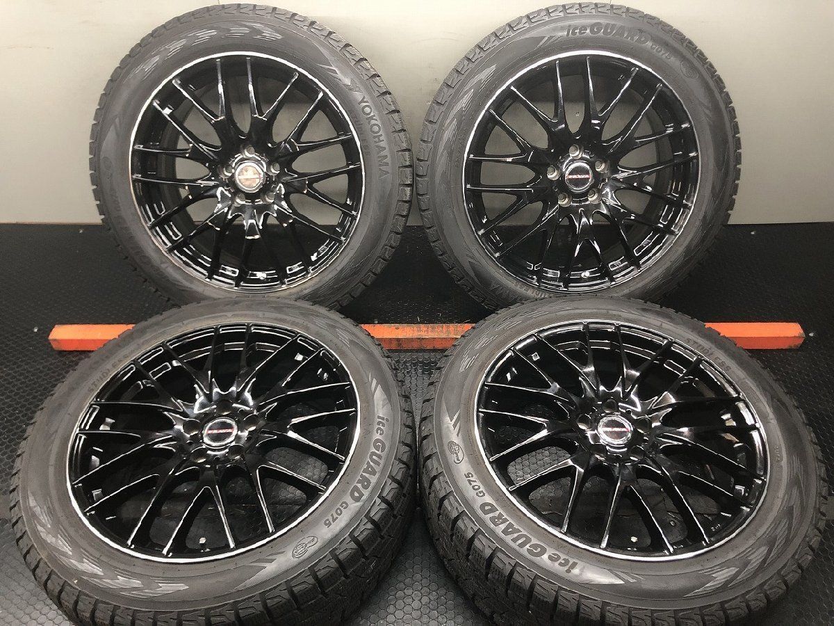 【YK G075 225/55R19】スタッドレス【Leyseen PRAVA 19インチ 8J5HPCD114.3+38】23年製 ブラック ハリアー T32エクストレイル等　(STB151)