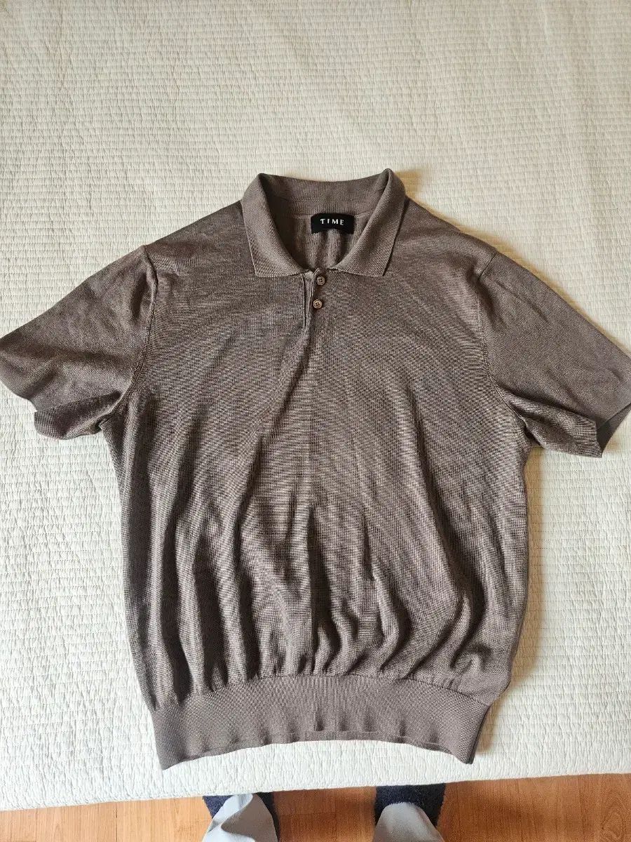 24SS TIME HOMME シルク カラーTシャツ ブラウン 100