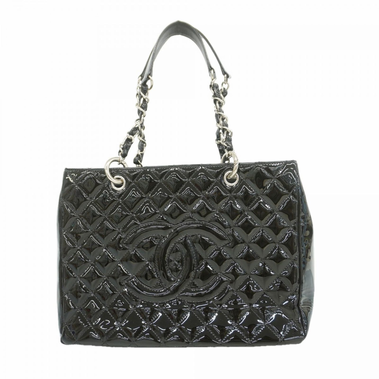 シャネル(Chanel) シャネル トートバッグ・チェーントート マトラッセ パテントレザー ブラック レディース