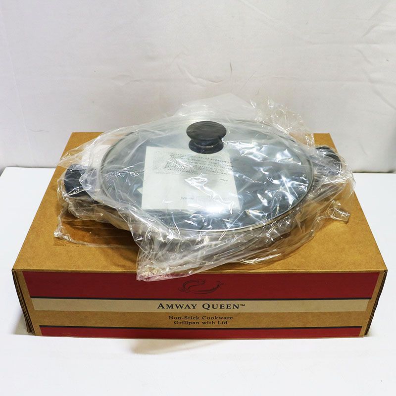 新品未使用 アムウェイ クイーン ノンスティック グリルパン(フタ付) 現行品 3.1L MR8-06-179
