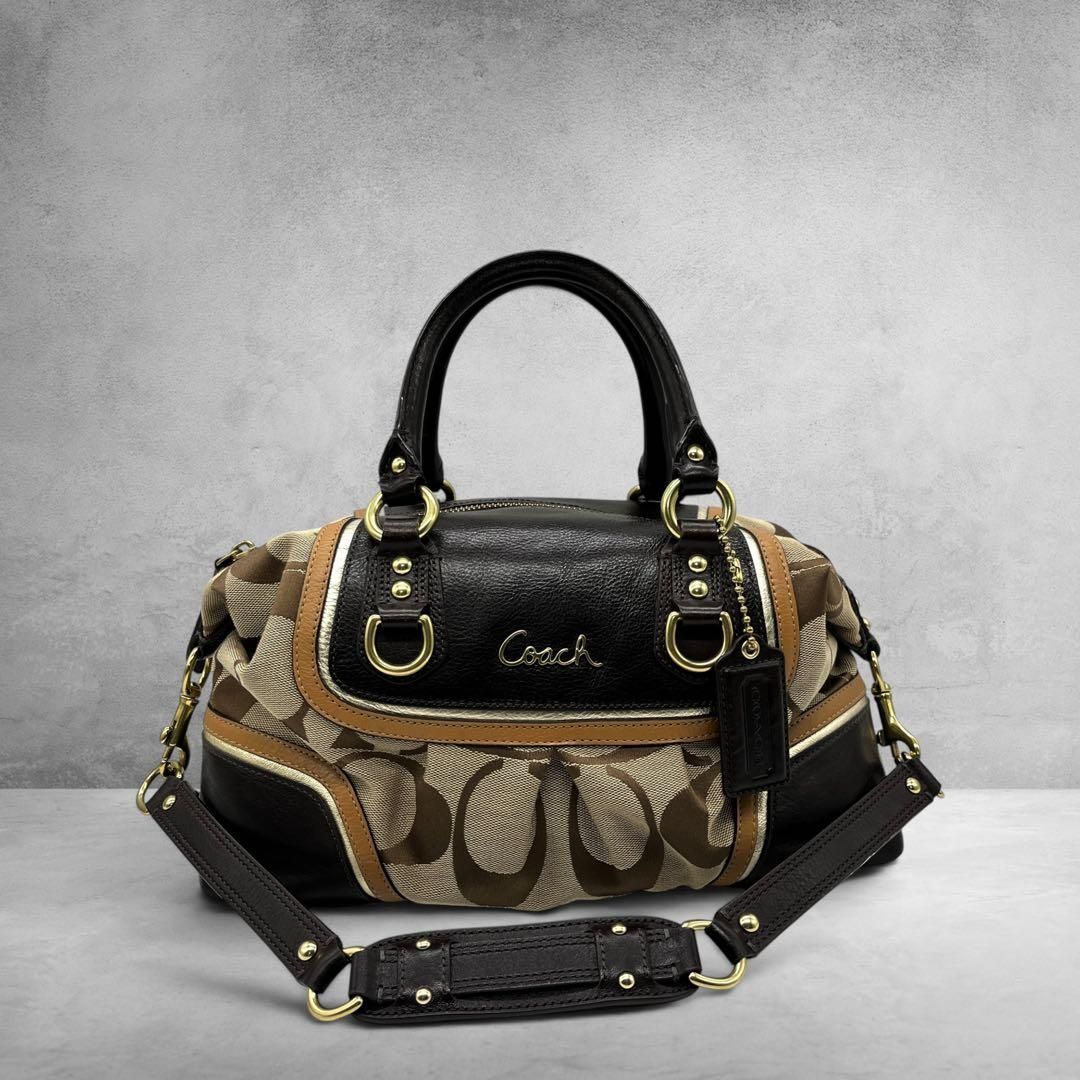 COACH コーチ Ashley アシュレイ Signature Sateen Satchel サッチェル ミニボストン ボストンバッグ ハンドバッグ ショルダーバッグ 2way シグネチャー 3068