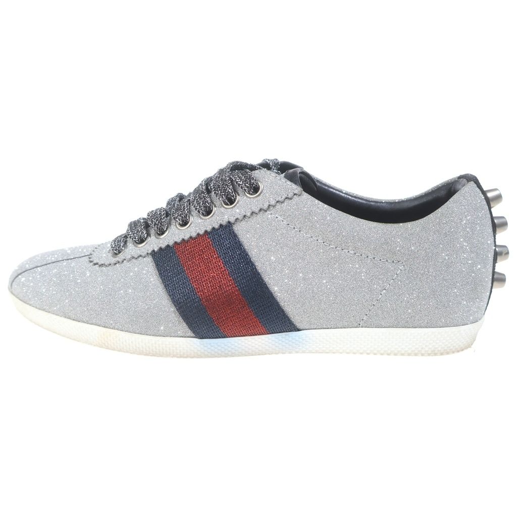 GUCCI (グッチ) シェリーライン グリッタ- スタッズ ローカットスニーカー グレー