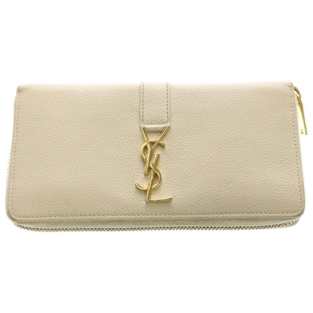 SAINT LAURENT PARIS (サンローランパリ) YSL Wallet ラウンドジップ レザーウォレット ベージュ