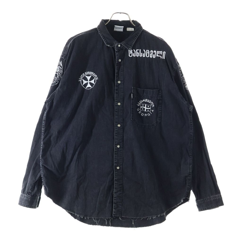 VETEMENTS (ヴェトモン) 19SS × Levi's マルチモチーフ エンブロイダリー ウエスタン長袖シャツ ブラック USS196010