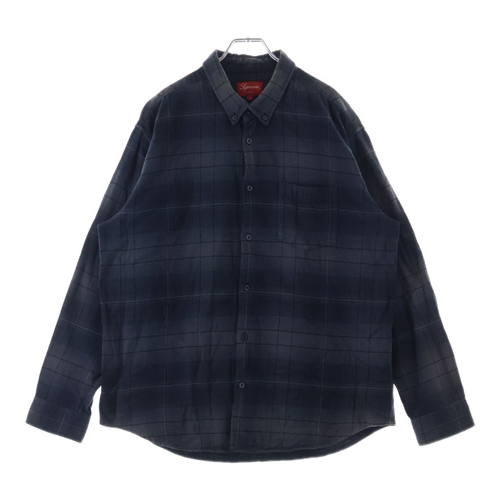 SUPREME (シュプリーム) 23SS Shadow Plaid Flannel Shirts シャドウチェック柄 長袖 フランネルシャツ ブラック