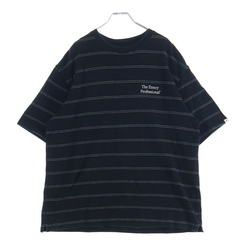 The Ennoy Professional (エンノイプロフェッショナル) 21SS S/S Border Tee ロゴエンブロイダリー ボーダー クルーネック半袖Tシャツ カットソー ブラック SS21BRENCT04AM