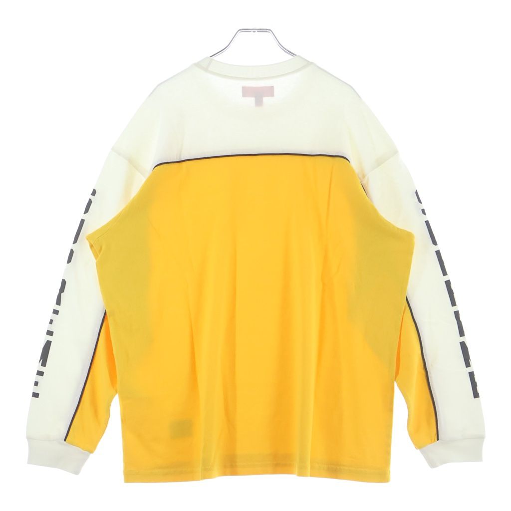 SUPREME (シュプリーム) 25SS Paneled Piping パネル パイピング プリント 長袖シャツ イエロー/ホワイト