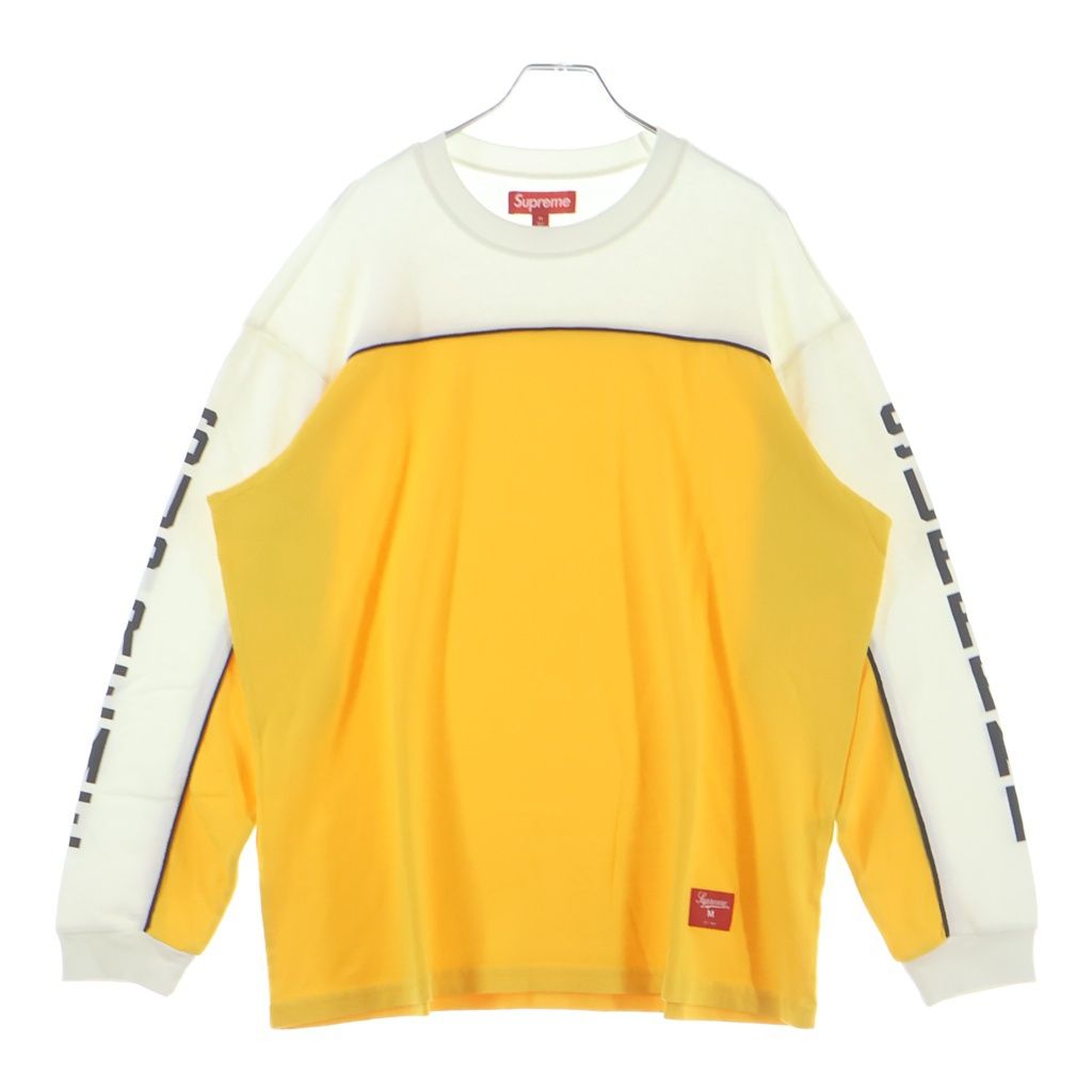 SUPREME (シュプリーム) 25SS Paneled Piping パネル パイピング プリント 長袖シャツ イエロー/ホワイト