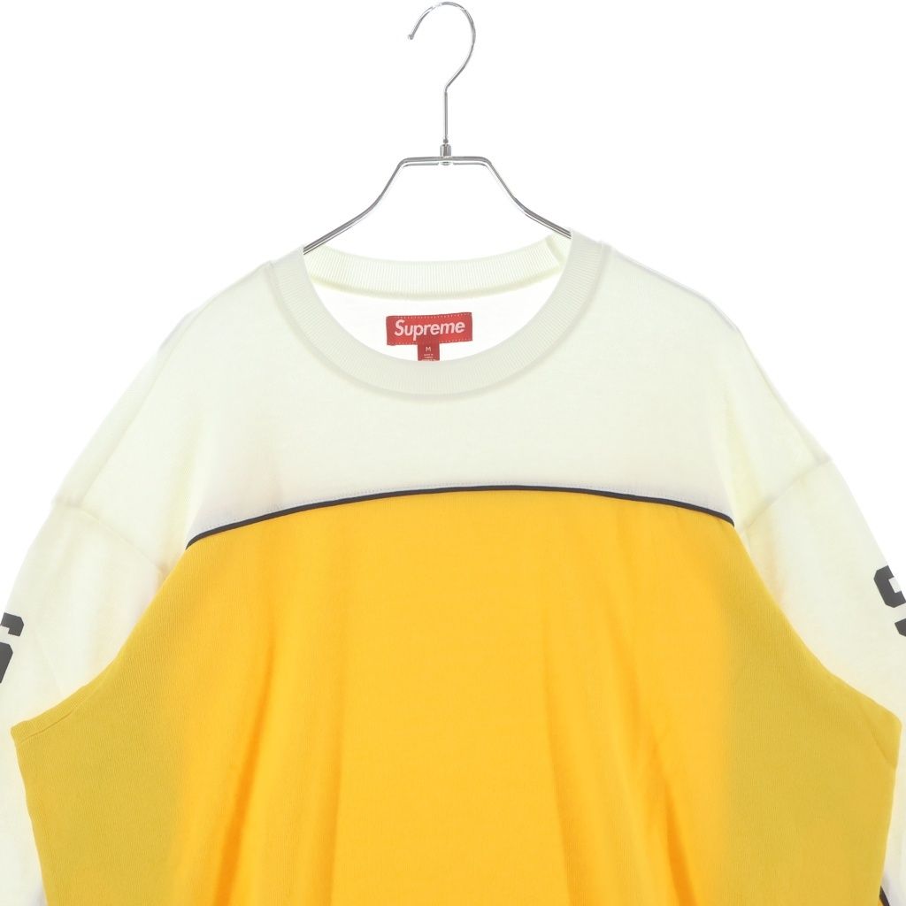 SUPREME (シュプリーム) 25SS Paneled Piping パネル パイピング プリント 長袖シャツ イエロー/ホワイト