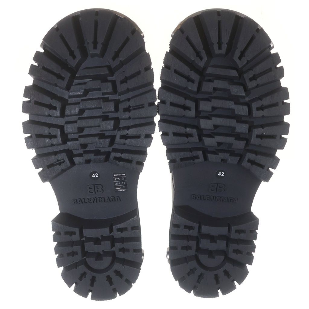 BALENCIAGA (バレンシアガ) TRACTOR LOAFER トラクター ローファー プレート付き ダメージ加工 レザーシューズ 825735 ブラック/シルバー