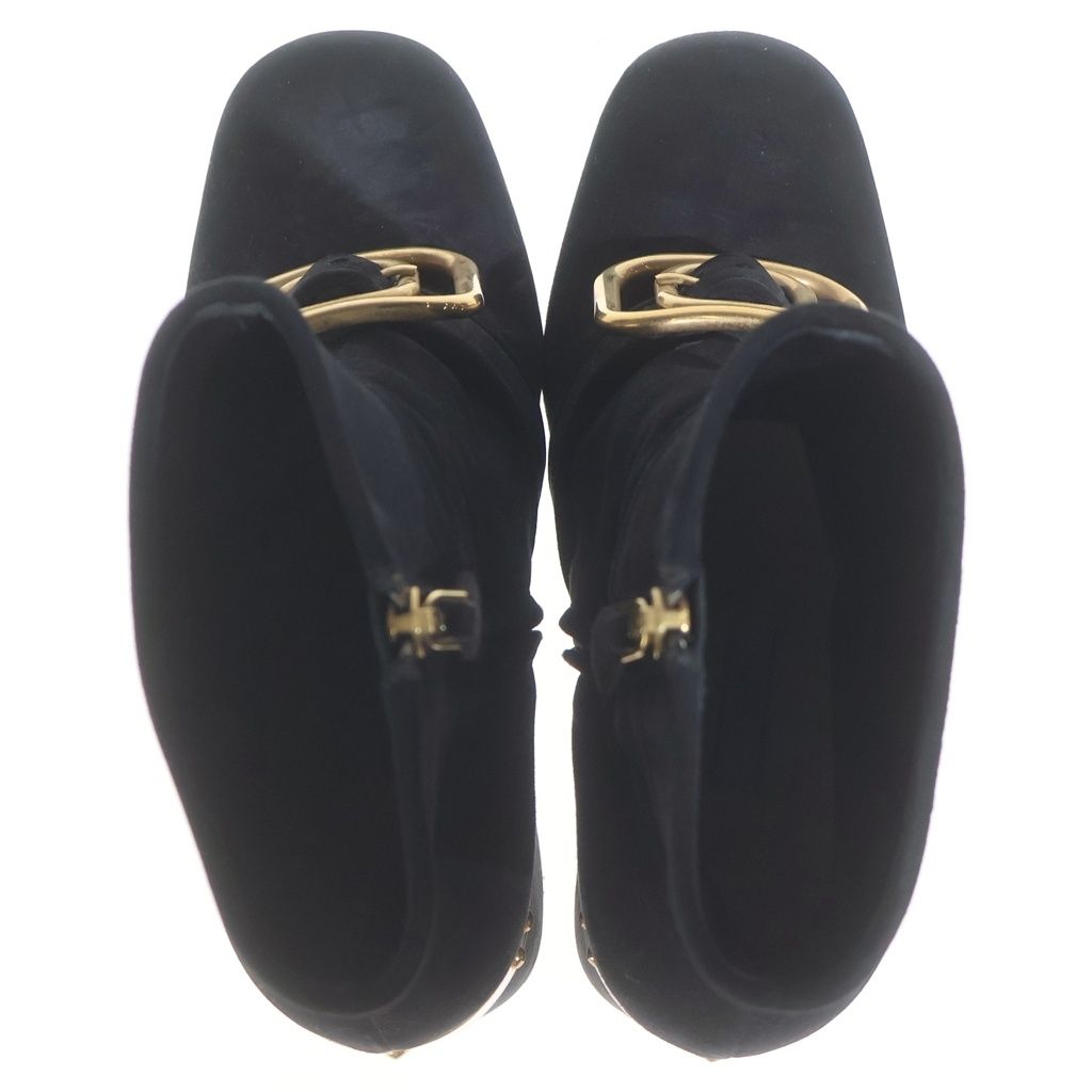 PRADA (プラダ) サイドジップ スエードショートブーツ ブラック