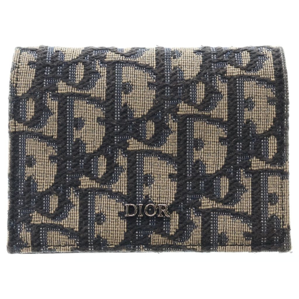 DIOR (ディオール) オブリーク カードケース 名刺入れ 小物入れ キャンバス×レザー ネイビー