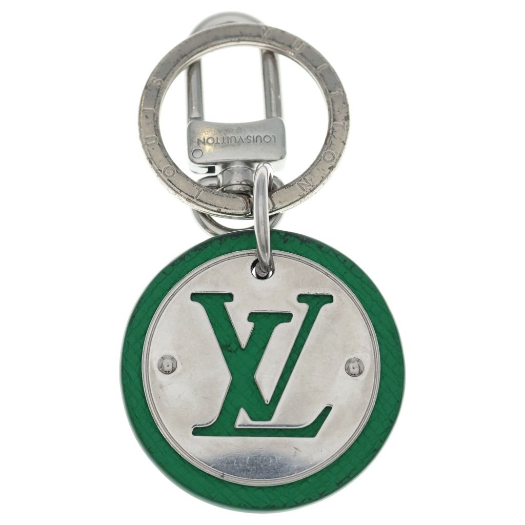LOUIS VUITTON (ルイヴィトン) LV サークル メタル レザー キーホルダー グリーン/シルバー M01746