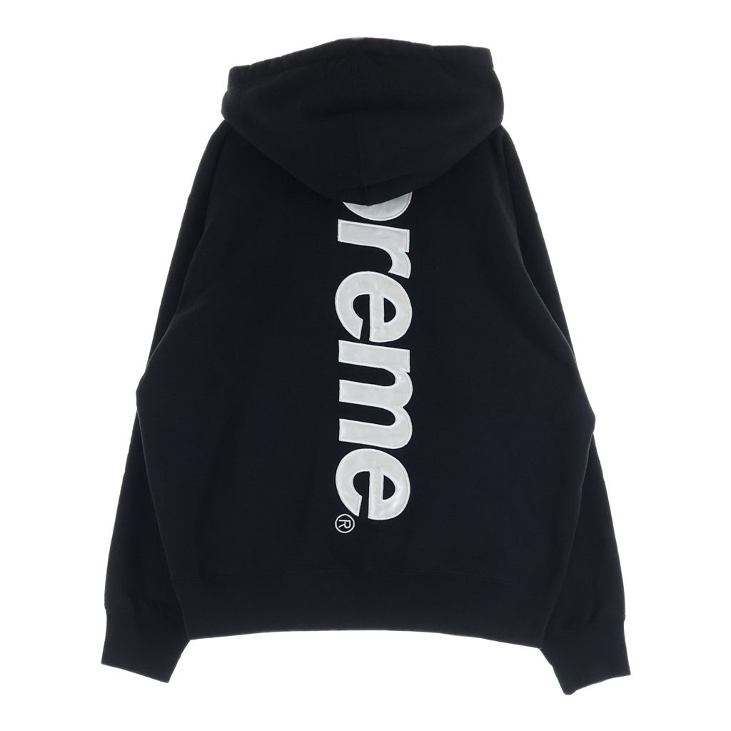 SUPREME (シュプリーム) 23AW 25AW Satin Applique Hooded Sweatshirt サテンアップリケフーディー プルオーバーパーカー ブラック