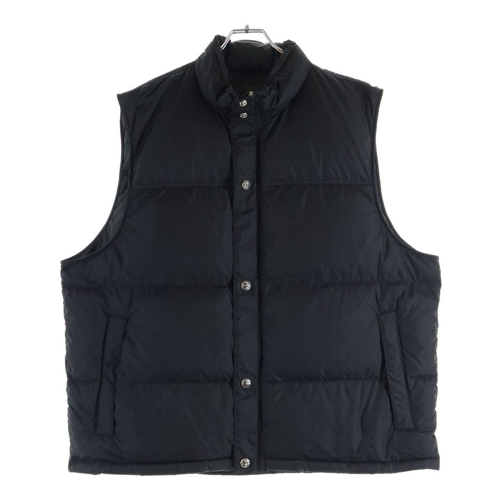 CHROME HEARTS (クロムハーツ) STIFF VEST スティッフ CHプラス総柄クロスボールボタン ジップアップナイロンダウンベスト ブラック