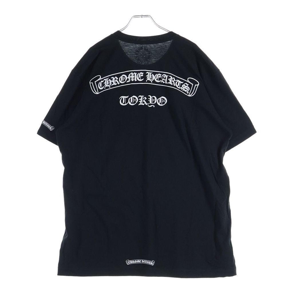 CHROME HEARTS (クロムハーツ) CH S/S T-SHIRT LTD TOKYO 東京限定 スクロールラベルプリント クルーネック半袖Tシャツカットソー ブラック