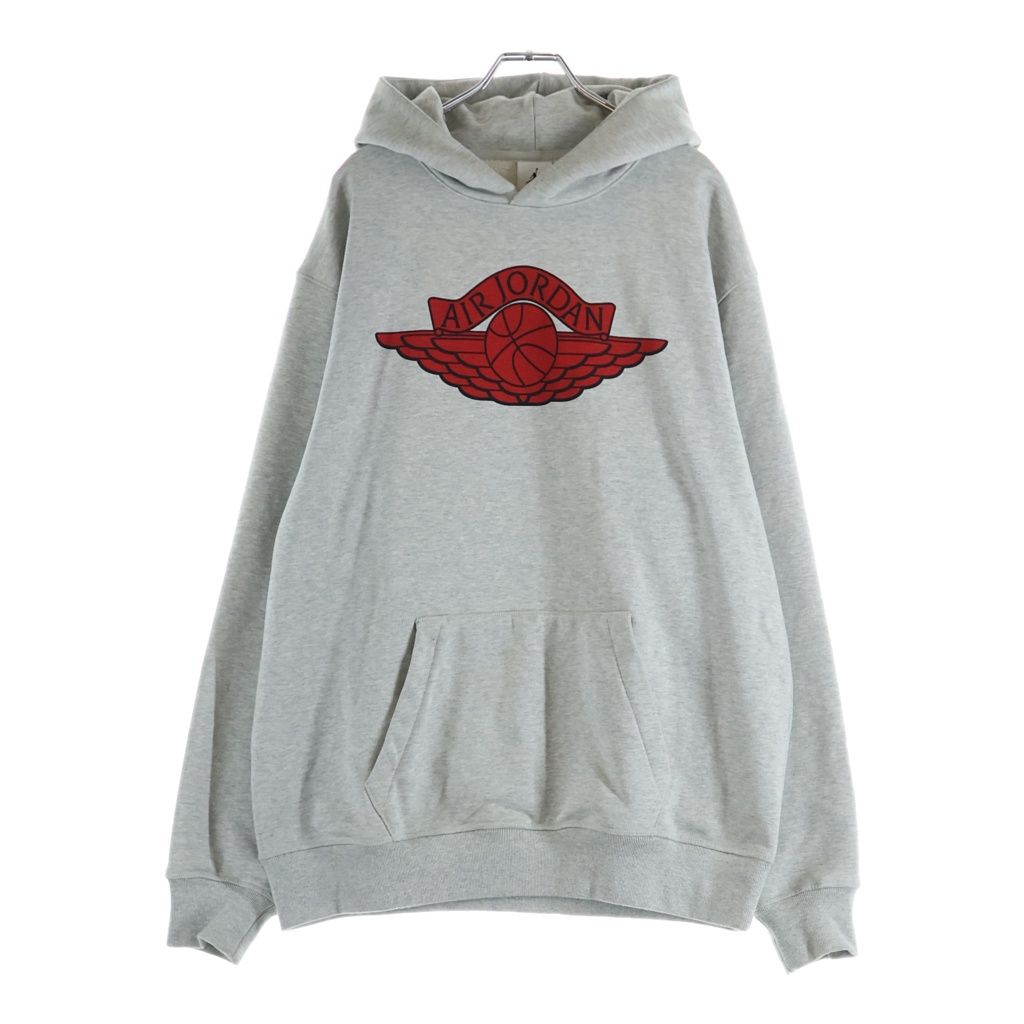 SAINT MICHAEL (セントマイケル) × JORDAN SM FLEECE L/S HOODIE SM-MK8-0000-J02 ジョーダン フリース フロントプリント プルオーバーパーカー グレー