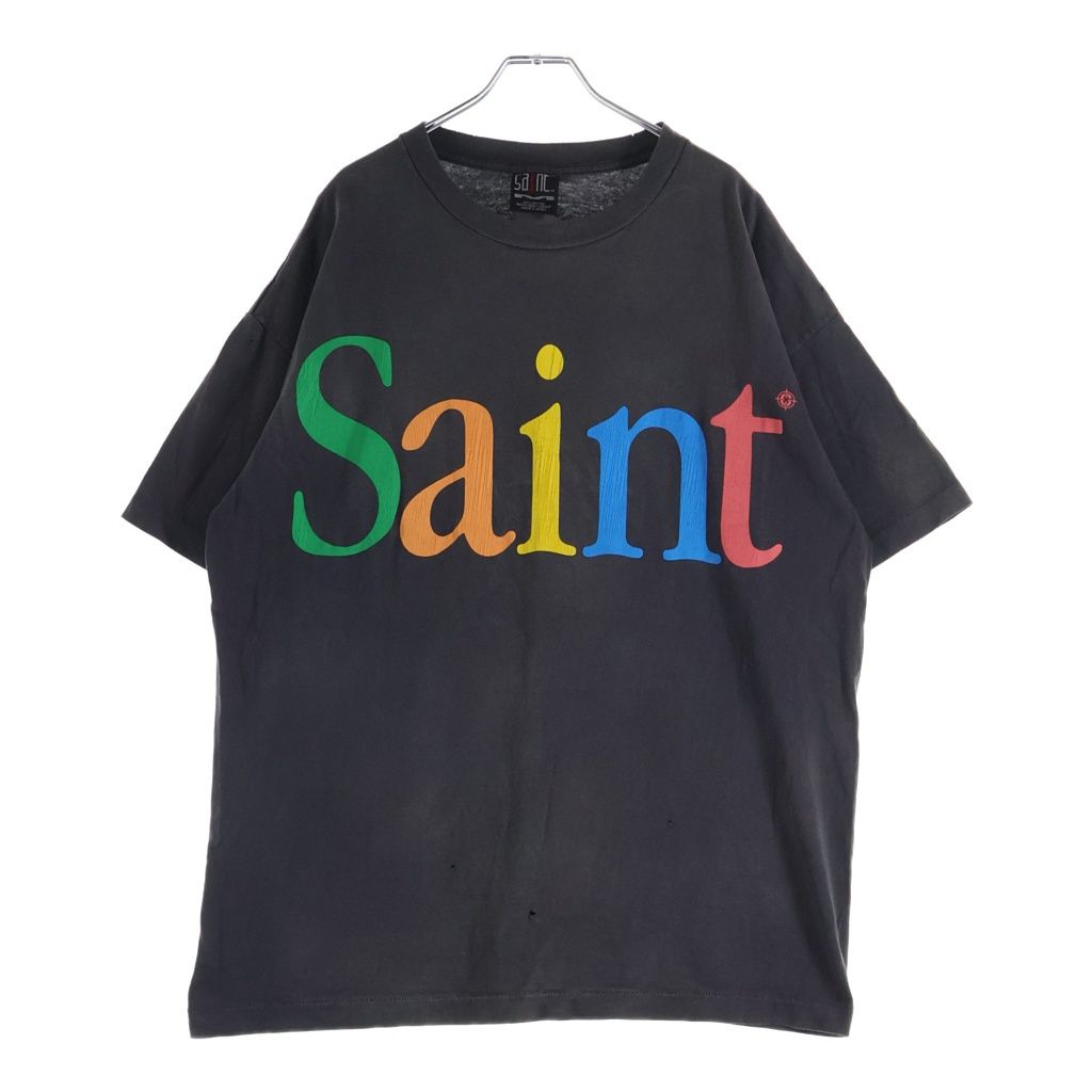 SAINT MICHAEL (セントマイケル) 24SS COLOFUL SAINT SS TEE カラフルロゴ プリント クルーネック半袖Tシャツ カットソー ブラック SM-YS8-0000-001