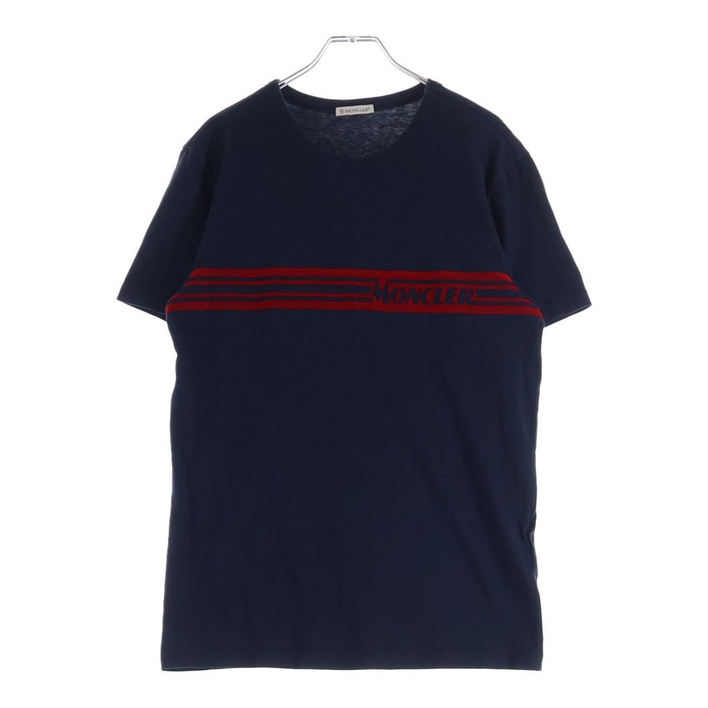MONCLER (モンクレール) 20SS MAGLIA T-SHIRT フロントプリントクルーネック半袖Tシャツカットソー ネイビー F20918C75410