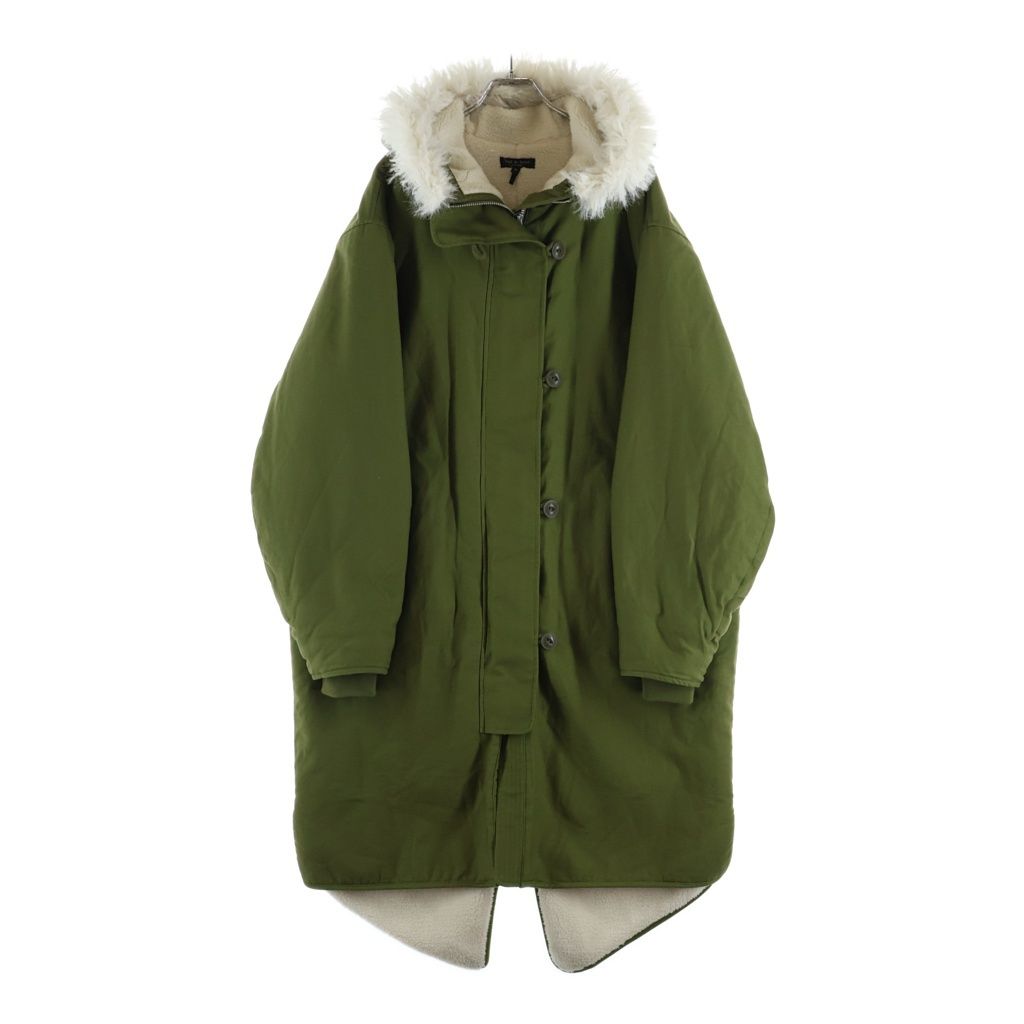 rag & bone (ラグアンドボーン) コットン ファー付き モッズコート ジップアップ グリーン WAW22F2016FG16