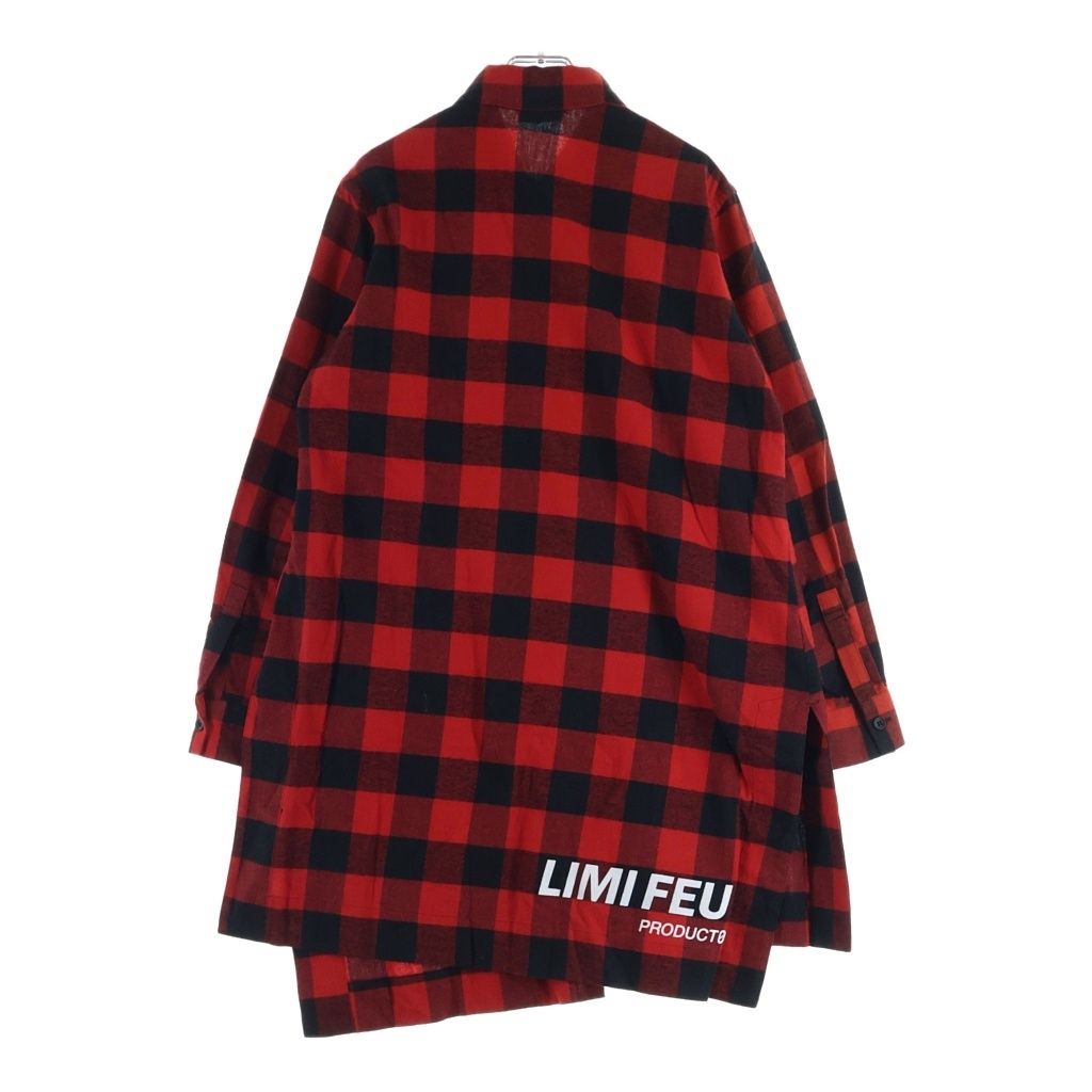 LIMI feu (リミフゥ) チェック総柄 バックロゴプリント 長袖シャツ レッド/ブラック