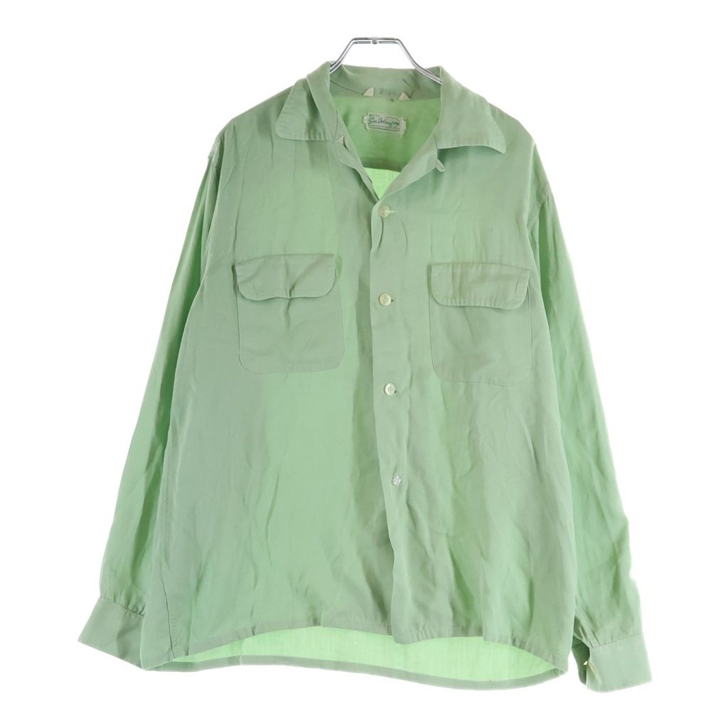 VINTAGE (ヴィンテージ) 50S VINTAGE SEA ISLAND ヴィンテージ シーアイランド レーヨンギャバジン オープンカラー長袖シャツ ライトグリーン
