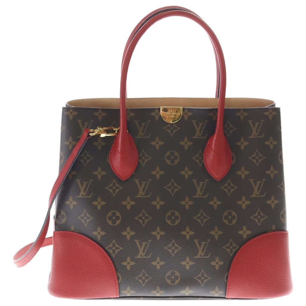 LOUIS VUITTON (ルイヴィトン) モノグラム フランドリン 2WAYバッグ トートバッグ ハンドバッグ ショルダーバッグ ブラウン×レッド レザー×PVC M41596 ゴールド金具