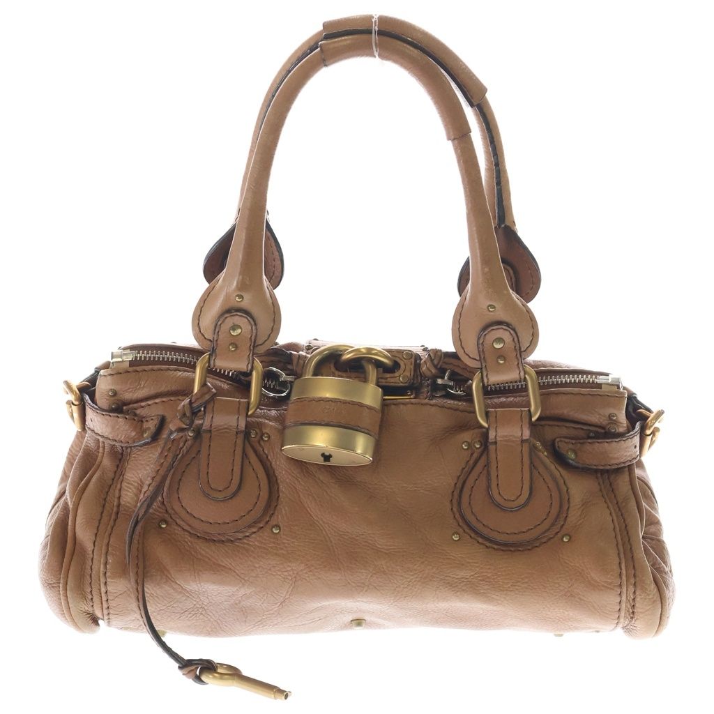 Chloe (クロエ) パディントン ハンドバッグ ブラウン レザー シルバー×ゴールド金具