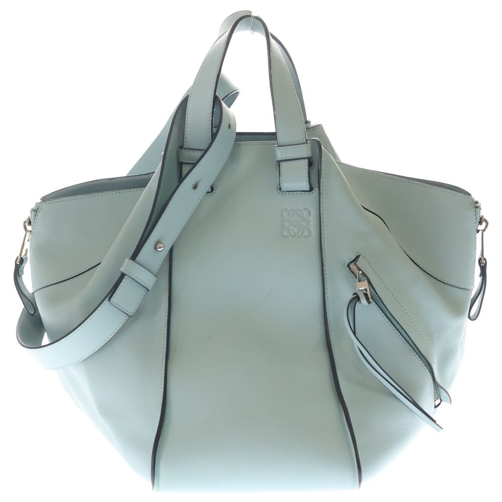 LOEWE (ロエベ) ハンモック ミディアム 2WAYバッグ ハンドバッグ ショルダーバッグ ライトブルー レザー シルバー金具