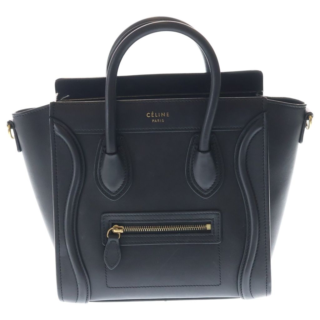 CELINE (セリーヌ) ラゲージ ナノ 2WAYバッグ ハンドバッグ ショルダーバッグ ブラック レザー ゴールド金具