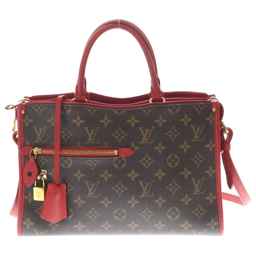 LOUIS VUITTON (ルイヴィトン) モノグラム ポパンクールPM 2WAYバッグ ハンドバッグ ショルダーバッグ レッド×ブラウン レザー×PVC M43433 ゴールド金具