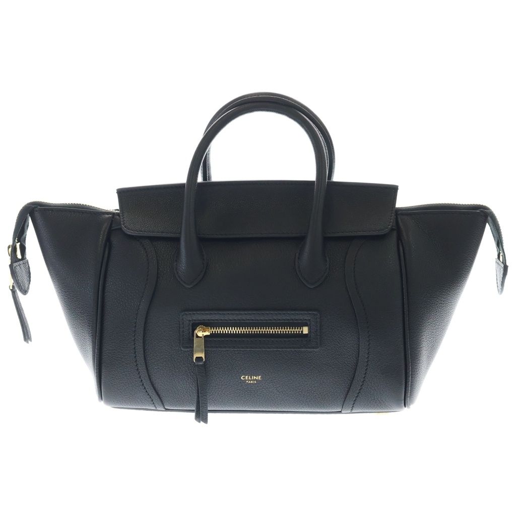 CELINE (セリーヌ) リトル ラゲージ レザー 2WAY ハンド ショルダー バッグ ゴールド金具 ブラック L108J3056.38NO