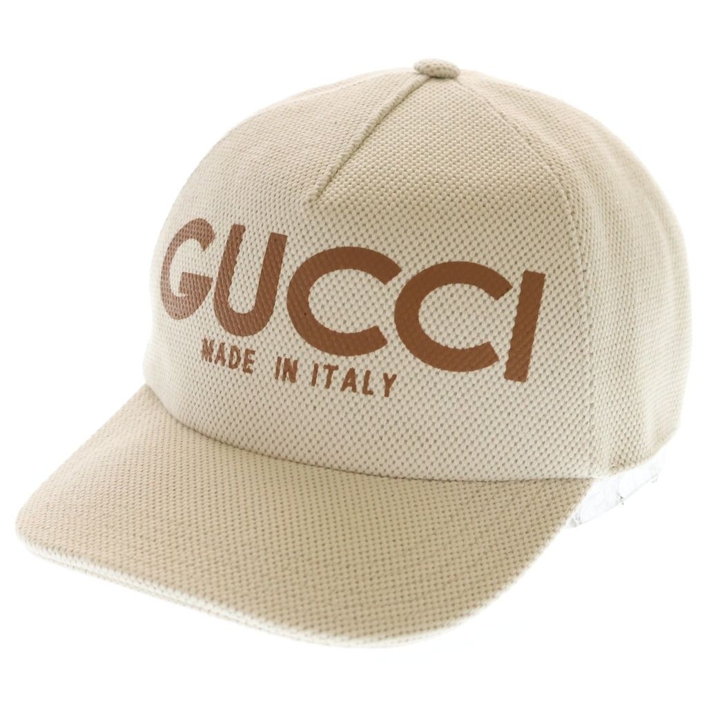 GUCCI (グッチ) ロゴプリント キャンバス ベースボール キャップ 帽子 アイボリー 777373 25,295円