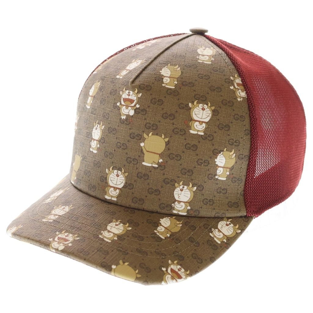 GUCCI (グッチ) グッチ×ドラえもん GGスプリーム キャップ ブラウン #XL 648845
