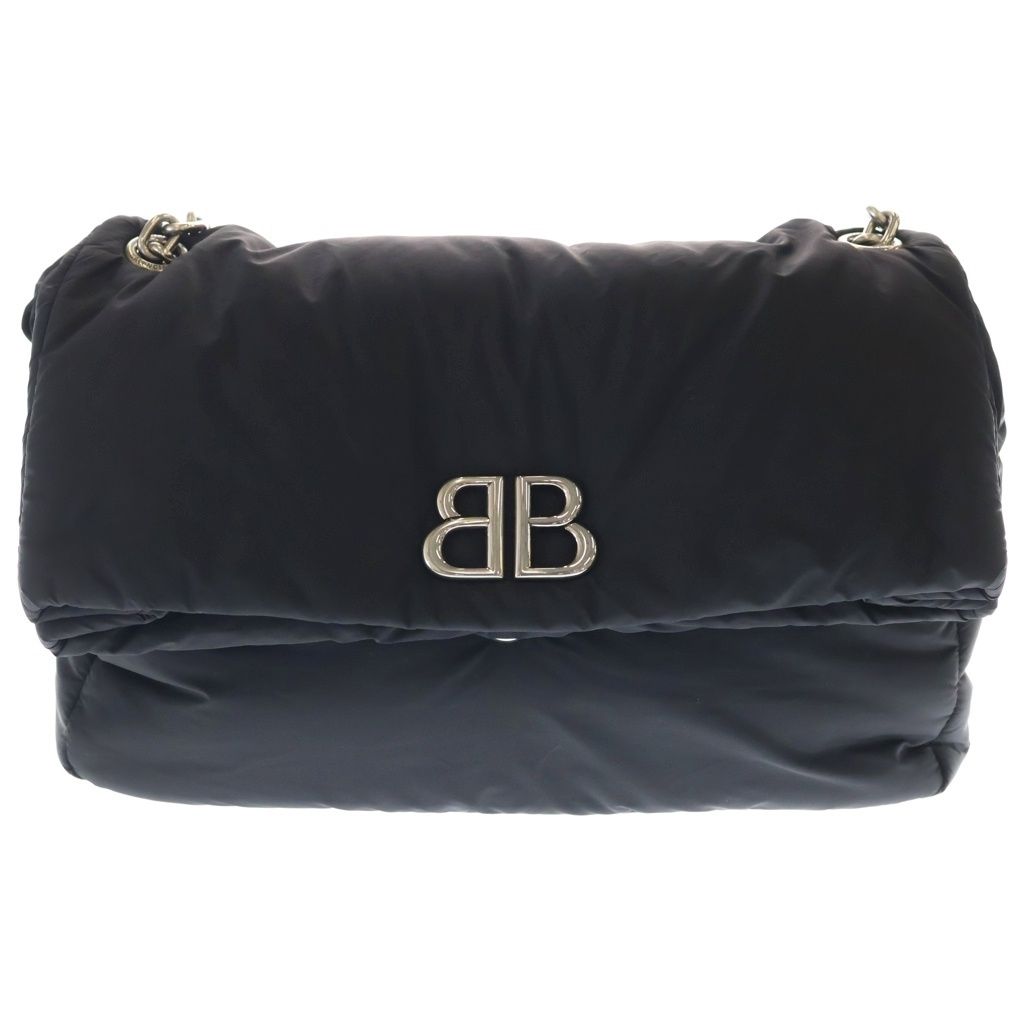 BALENCIAGA (バレンシアガ) モナコ チェーンショルダーバッグ ブラック ナイロン 765966 シルバー金具