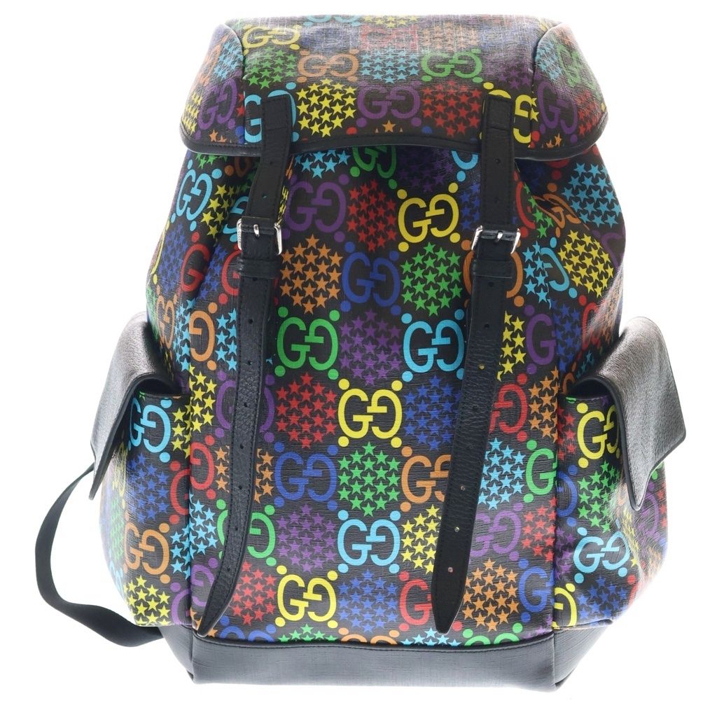 GUCCI (グッチ) GGサイケデリック ミディアムバックパック リュック GGスプリームキャンバス 総柄 ブラック/マルチカラー 598140