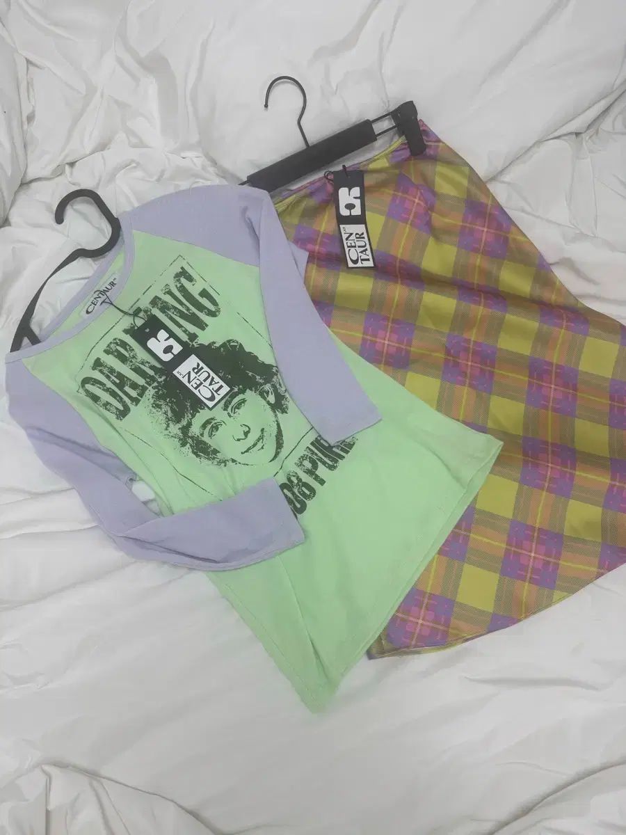 セントール ラグラン スリム Tシャツ チェック ミディ スカート 新品