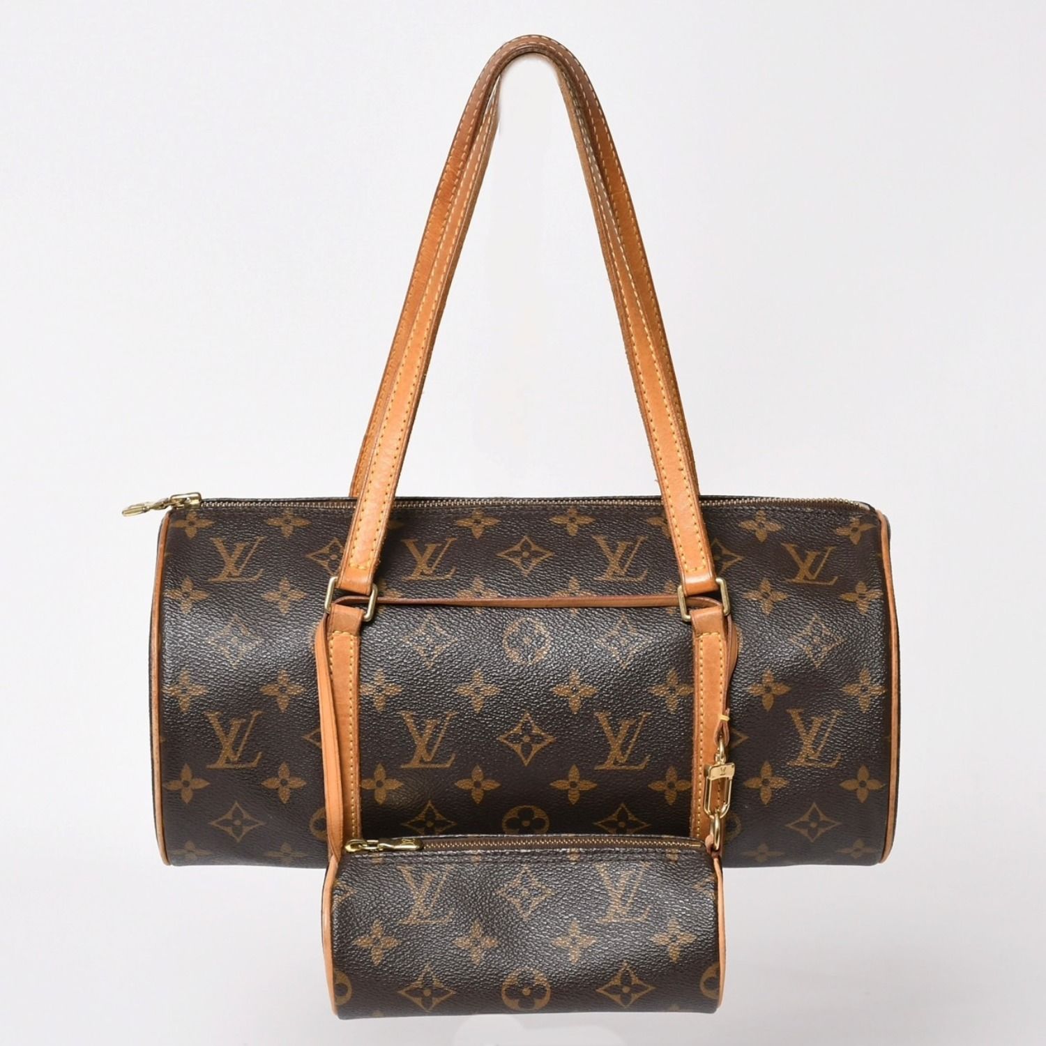 LOUIS VUITTON ルイヴィトン パピヨン30 ハンドバッグ M51385 筒型 モノグラム PVC レザー ブラウン 美品 中古 4a004175