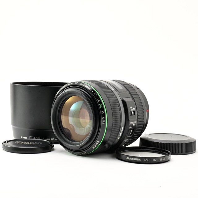 ＜良品＞ Canon EF70-300mm F4.5-5.6 DO IS USM｜EFマウント望遠ズームレンズ｜手ブレ補正搭載｜動作良好｜外観きれい｜前玉・後玉にチリ混入あり｜安心の実用モデル