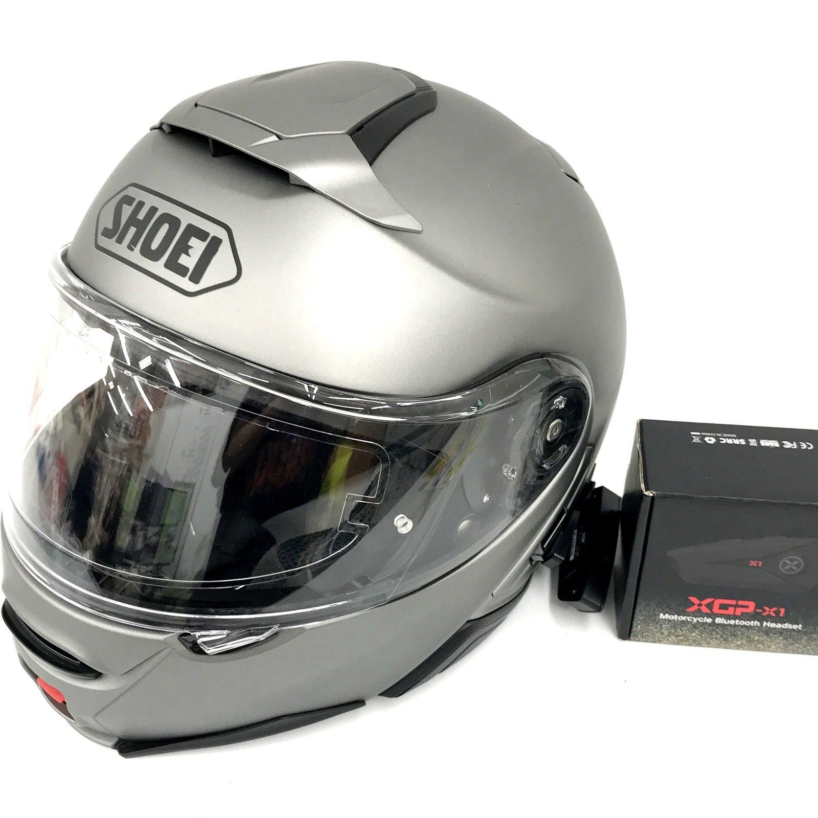 SHOEI ショウエイ NEOTEC2 ライトシルバー Lサイズ システムヘルメット インナーサンシェード装着 インカム付き バイカー バイク用品★TA784